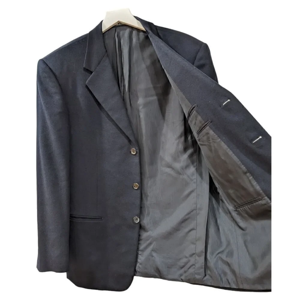LIKE NEW PAL ZILERI Italy Mens 100% Cashmere Three Button Navy Blazer Size EU 50